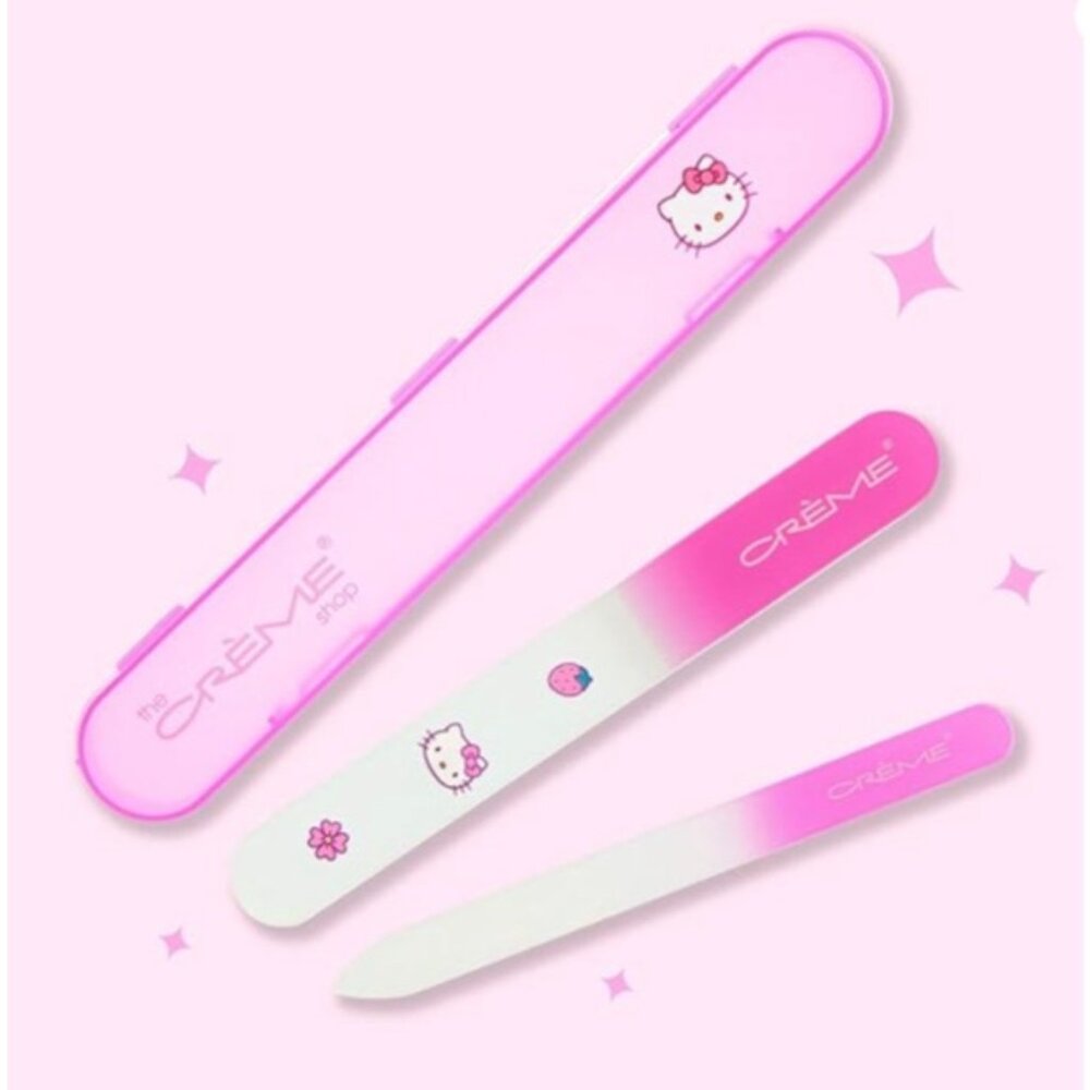 Hello Kitty Premium Glass Nail File Set Cute Manicure Pedicure Beauty Tools NEW